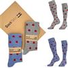 SockTailor Calze Uomo Lunghe in Caldo Cotone, Fantasie Eleganti e Divertenti Coccinelle, Calze Uomo Invernali, Calzini Uomo Lunghi 41 46, Made in Italy, 2 Paia Blu Panna, Pacchetto Ecologico