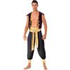 Runhomal Costume da uomo Aladin Costume Principe Gilet + Pantaloni Arabia Costume Principe Re Party Cosplay Carnevale M-3XL, A nero, M