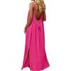 Generico Vestito Lungo Estivo Donna Abito con Schiena Scoperta Vestito da Mare Boho Chic Dresses Vestiti con Spalline Sottili Elegante Abiti Cerimonia Caftano Scollato Senza Maniche Taglie Forti Tinta Unita