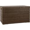Toomax Dolomiti baule da 970L, portattrezzi 146x82x85h cm, effetto legno colore marrone, in plastica robusta, resistente ai raggi UV, dotato di foro per lucchetto, per esterni