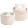 Blausky 2 cestini portaoggetti rotondi intrecciati, in corda di cotone, per bagno, mensole, soggiorno, 14 x 9 cm, multiuso, in cotone, per cosmetici, colore bianco