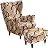 ELYSYSRL Copripoltrona 1 Posto con Orecchie con Copri Pouf Rettangolare Elasticizzato Spandex 2 Pezzi Copripoltrona Fodere per poltrone a orecchioni Coprisedile per Poltrona (Color : #7)