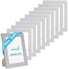 PHOTOLINI Cornici 15x20 cm argento legno MDF, set di 10 cornici larghe, moderne, plexiglass infrangibile, da tavolo o da parete, accessori extra - per una parete dal look raffinato