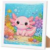 Arttoplus Diamond Painting per bambini, ragazzi e ragazze, con cornice, Axolotl, 18 x 18 cm