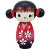 Usaburo Kokeshi Usaburo giapponese Kokeshi bambola, Uraraka Kimono rosso con motivo floreale 2014-9