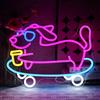 OYCGZV Insegna al neon con cane da skateboard per decorazione da parete, luce al neon bassotto color caffè, dimmerabile USB, simpatica insegna LED a forma di cucciolo per camera da letto, soggiorno