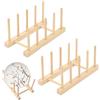 Kinesgsg 2 Pezzi Scolapiatti, 20 x 13 x10cm Portapiatti, Scolapiatti da Appoggio Monofacciale con 4 Slot, Scolapiattis Legno Facile da Usare, Scola Piatti Facile das Montare, per Ciotole, Pentole
