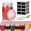 YRHome 240 ml con coperchio, barattoli per marmellata, 12 pezzi, con etichette, penna, spatola, per conservare alimenti, fai da te, regali, decorazioni rosse