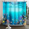 SDOTPMT 105x160cm Tenda da doccia mondo sottomarino colorato corallo pesci tropicali tema animali subacquei Tenda per vasca da bagno per bambini decorazione bagno impermeabile con ganci