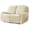 WJHDWYD Copripoltrona Relax Elasticizzato per 1 2 3 Posti, Morbido Velluto Fodera per Poltrona Reclinabile Copridivano Sofa Protettore Fodera per Divano Antiscivolo(Beige,2pcs)