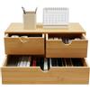 chennnls Organizer da scrivania in bambù con 3 cassetti - Organizzatore da ufficio per penne, cosmetici e gioielli, contenitore salvaspazio già montato