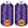 New brothread Set di 2 Poliestere Filo di Ricamo Macchina Grande Bobina 5000M per Tutte Le Macchine da Ricamo - Purple