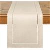 LOMOHOO Runner da tavola rustico, 71 pollici, in stile bohémien, per la fattoria, intrecciato, a righe intrecciate, per cene, feste (30 x 180 cm, beige)