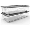 COSE DA CASA Set di 2 Scatole Sotto letto con Ruote Coperchio grigio 40 lt box basso h17,5 cm per letti Contenitori Salvaspazio in Plastica Trasparente cm 79x39 Ideale per Vestiti e Cambio Stagione Organizzazione
