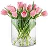 Koelaa Vaso Acrilico Trasparente per Fiori - Vasi Cilindrici Infrangibili Decorativi, Portafiori Moderno per Interni/Esterni, Regalo Matrimonio/Casa/Ufficio, Centrotavola per Cena/Feste-15x15cm