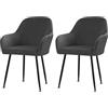 ZRCYXDW Velluto Coprisedie con Schienale Curvo-Nero-2 Pezzi | Fodera Poltroncina Sala Pranzo con Braccioli Elasticizzata, Copertura Lavabile per Sedia da Scrivania per Cucina, Banchetti