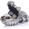 LCCCK Ciotola per caramelle a coccodrillo, divertente statua di coccodrillo, chiave per tavolo d'ingresso, scultura in argento grande bocca, strana ciotola per caramelle di ippopotamo, per ufficio