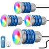 OSREE Mini Luci Piscina LED con Filettatura 1 1/2, 6W Lampade Piscina RGB Multicolore con Telecomando, 240lm, Ø49mm, 12V AC IP68 Impermeabile Faro per Bocchetta Piscinas Interrate e Cemento, Set da 4
