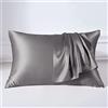 THXSILK 22 federe in seta Momme, 100% seta, federa per cuscino da divano, chiusura lampo antiacaro, in seta, colore grigio, 40 x 60 cm