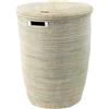 YAADU Cesto portabiancheria 80L con coperchio intrecciato in erba di savana | Grande portabiancheria, intrecciato a mano, boho, contenitore versatile, rotondo, XXL, riduce gli odori, modello Mazama