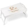 Maverton Tavolino da Letto per Colazione Personalizzato a Laser | Tavolo Pieghevole Bianco, Vassoio Multifunzione, idee regalo per anniversario, matrimonio, Insieme