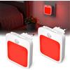 TobeBright 2 Pezzi Spina Notte con Sensore di Movimento - Luce LED Rossa che Favorisce il Sonno (625 nm) & Dimmabile, Perfetto per Cameretta, Camera da Letto, Corridoio e Scala