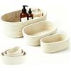 lttorjf Set di 3 cesti portaoggetti intrecciati in corda di cotone, piccoli cestini per regali, scaffali e organizzazione, impilabili per bagno, cucina, soggiorno e cameretta dei bambini, bianco
