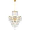 Ridgeyard - Lampadario in cristallo, 3 luci, catena regolabile, stile moderno a goccia di cristallo, K5, illuminazione LED da soffitto per camera, soggiorno, corridoio, 7 livelli, Oro