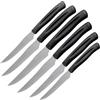 Nirosta Set da 6 Coltelli Lama Seghettata da tavola con Punta Fine, Antiruggine, Set da 6pz, Colore Tortora o Nero, lunghezza lama 10,5 cm Per Carne e Pizza
