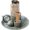 Luckwaii Portaincenso 4 in 1, in ceramica, multifunzionale, con manico, per meditazione, relax a casa, bruciare, candela, coni Insense, Palo Santo bastoncini di incenso (blu)