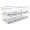 COSE DA CASA Set di 2 Scatole Sotto letto con Ruote Coperchio bianco 40 lt box basso h17,5 cm per letti Contenitori Salvaspazio in Plastica Trasparente cm 79x39 Ideale per Vestiti e Cambio Stagione Organizzazione
