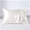 thxsilk 22 Momme seta federa per cuscino per capelli e pelle - maulbeer seta federa - Anallergico con Nascosto Zip - Pure su entrambe le Pagine, Seta, bianco, 50 x 75 cm