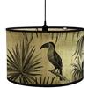 FANSU Paralume E27 Vintage in Bambù Modello Lampadario Copertura Lampada Accessori Luce Sostituibile Lampada Tavolo Comodino a Tamburo (Uccello Grigio, 30x20cm)