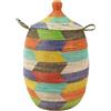 YAADU Cesto per biancheria con coperchio 100L - Raccoglitore per biancheria XXL, cesto con coperchio grande, scatole per biancheria, cesto africano, Modello Ubuntu (Multicolore)