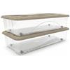 COSE DA CASA Set di 2 Scatole Sotto letto con Ruote e Coperchio beje 40 lt box basso h17,5 cm per letti Contenitori Salvaspazio in Plastica Trasparente cm 79x39 Ideale per Vestiti e Cambio Stagione Organizzazione