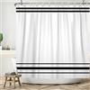 SDOTPMT 120x180cm Tenda da doccia in bianco e nero Modern Classic Black Striped Bath Curtain Rustic Farmhouse Minimalismo Vasca da bagno Tenda per la decorazione del bagno con ganci