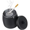 LWMTT Posacenere da Esterno in Acciaio Inox - Portacenere Antivento Antiodore con Coperchio per Balcone, Casa, Giardino, Bar, Ristoranti, Hotel (Nero)