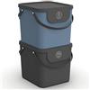 Rotho Albula Set di 2 Sistemi di Separazione dei Rifiuti per la Cucina, Plastica (PP) senza BPA, Grigio (Antracite)/Blu, 2 x 40 L, 40.0 x 35.8 x 34.0 cm