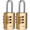 Yale Lucchetto in ottone a combinazione Y150B/22/120/1 corpo 23mm, arco in acciaio, combinazione a 3 cifre (Confezione da 2)