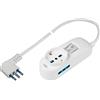 Poly Pool PP2500XL Presa Multipla P40 Pluristandard, Spina Salvaspazio Grande 16 A, 1.5 Metri Cavo e Interruttore, Bianco,3500W