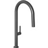 KLUDI Rubinetto cucina Aurea (nero opaco) - Girevole a 360 gradi Miscelatore monocomando per lavello con tubo estraibile e doccetta con pulsante di commutazione, 2 modalità, rubinetto cucina