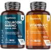 WeightWorld Collagene Marino Idrolizzato e Vitamina C 1000mg Bundle, 120 Capsule + 180 Microcompresse, Collagene Idrolizzato 100% Puro, 1200mg per Dose, Integratore Vitamina C (Acido Ascorbico) con Rosa Canina