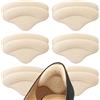 MUKIFINE 6 paia di cuscinetti per tallone, ultra lenitivi, allungano e allargano, protezione completa 4D, per dolore al tallone, scivolamento, vesciche, attrito, scarpe larghe (beige)