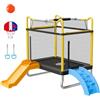 VEVOR Mini Trampolino Elastico per Bambini Carico 60 kg Rete Protezione Casa, Giocattolo Elastico per Bambini da Interno Esterno con Scivolo, Tappeto Integrato in PP, Struttura per Arrampicata