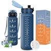 Vikaster Borraccia motivazionale, Borraccia 1500ml, Senza BPA & Prova di Perdite, Bottiglia Acqua Bambini, Scuola, Bici, Palestra, Yoga, Ufficio