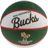 Wilson Mini Pallone da Basket NBA TEAM RETRO BSKT MINI, Utilizzo Outdoor, Gomma, Misura Mini, Bianco/Verde Scuro (Milwaukee Bucks)