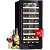 KLARSTEIN Cantinetta Vino Refrigerata a Zona Singola per Interno/Esterni, Frigo Bar, Cantina Vino con Vetrina, Mini Frigo con Protezione UV, Frigorifero Piccolo Touch Control 5-18°C 38 Bottiglie