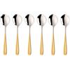 SBOMHS Cucchiaio per cereali, 18/10, in acciaio inox, 6 pezzi, lunghezza 17,5 cm, larghezza 4,5 cm, cucchiaio da tavola per porridge, cucchiaio da dessert Soup Spoons (gradiente di colore oro)