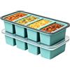 Qnbonrich 2 stampi in silicone per Souper Cubes, 250 ml, extra grandi, con coperchio, per conservare e congelare zuppe, brodo, salse, cubetti di ghiaccio senza BPA (blu)