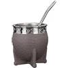 Sjfbebsy Mate di zucca argentino, tazza mate argentino imperiale da 180 ml con rivestimento in acciaio inossidabile struttura tartaruga metallo grigio paglierino, termine per